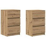 Vidaxl tables de chevet 3 tiroirs 2 pcs ch�ne artisanal 39x35x65 cm