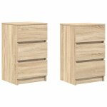 Vidaxl tables de chevet avec 3 tiroirs 2 pcs ch�ne sonoma 39x35x65 cm