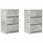 Vidaxl tables de chevet avec 3 tiroirs 2 pcs gris b�ton 39x35x65 cm