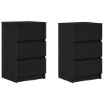 Vidaxl tables de chevet avec 3 tiroirs 2 pcs noir 39x35x65 cm