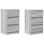 Vidaxl tables de chevet avec 3 tiroirs 2 pcs sonoma gris 39x35x65 cm