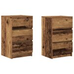 Vidaxl tables de chevet avec 3 tiroirs 2 pcs vieux bois 39x35x65 cm