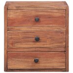 Vidaxl table de chevet avec 3 tiroirs 35x25x35 cm bois d'acajou massif