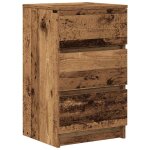 Vidaxl table de chevet avec 3 tiroirs vieux bois 39x35x65 cm