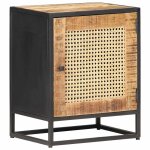 Vidaxl table de chevet 40x30x50 cm bois de manguier et canne naturelle