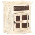 Vidaxl table de chevet blanc 40 x 30 x 50 cm bois de manguier massif