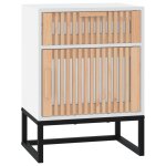Vidaxl table de chevet blanc 40x30x55, 5 cm bois d?ing�nierie et fer