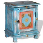 Vidaxl table de chevet bois de manguier massif bleu