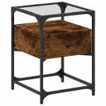 Vidaxl table de chevet ch�ne fum� 40x40x55 cm bois d'ing�nierie