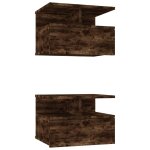 Vidaxl tables de chevet flottantes 2 pcs chêne fumé bois d?ingénierie Vidaxl tables de chevet flottantes 2 pcs chêne fumé bois d?ingénierie