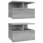 Vidaxl tables de chevet flottantes 2 pcs sonoma gris 40x31x27 cm