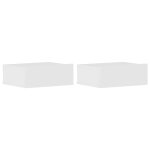 Vidaxl tables de chevet flottantes 2pcs blanc brillant bois ingnierie