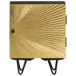 Vidaxl table de chevet avec front en laiton 40x30x50cm manguier massif