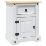 Vidaxl table de chevet gamme corona pin mexicain blanc 53x39x67 cm