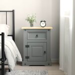 Vidaxl table de chevet gamme corona pin mexicain gris 53x39x67 cm