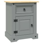 Vidaxl table de chevet gamme corona pin mexicain gris 53x39x67 cm