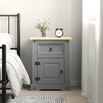 Vidaxl table de chevet gamme corona pin mexicain gris 53x39x67 cm