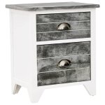Vidaxl table de chevet gris et blanc 38x28x45 cm bois de paulownia