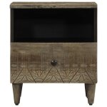 Vidaxl table de chevet gris clair 40x33x46 cm bois de manguier solide