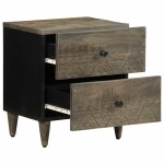 Vidaxl table de chevet gris clair 40x33x46 cm bois de manguier solide