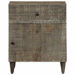 Vidaxl table de chevet gris clair 50x33x60 cm bois de manguier massif