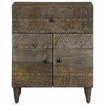 Vidaxl table de chevet gris clair 50x33x60 cm bois de manguier massif
