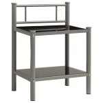 Vidaxl table de chevet gris et noir 45x34, 5x60, 5 cm mtal et verre