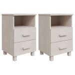 Vidaxl tables de chevet hamar 2 pcs blanc 40x35x62 cm bois massif