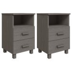 Vidaxl tables de chevet hamar 2 pcs gris clair 40x35x62 cm bois massif