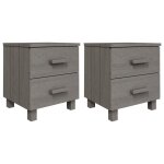 Vidaxl tables de chevet hamar 2pcs gris clair 40x35x44, 5cm bois massif