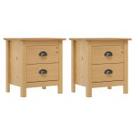 Vidaxl tables de chevet hill 2 pcs 46x35x49, 5 cm bois de pin solide