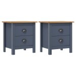 Vidaxl tables de chevet hill 2 pcs gris 46x35x49, 5 cm bois de pin