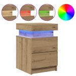 Vidaxl table de chevet avec led ch�ne artisanal bois d'ing�nierie