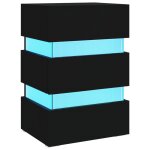 Vidaxl table de chevet  led noir 45x35x67 cm bois d'ingnierie
