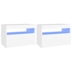 Vidaxl tables de chevet avec lumires led 2 pcs blanc 60x35x40 cm