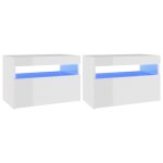 Vidaxl tables de chevet lumières led 2 pcs blanc brillant 60x35x40 cm Vidaxl tables de chevet lumières led 2 pcs blanc brillant 60x35x40 cm