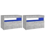 Vidaxl tables de chevet avec lumi�res led 2 pcs gris b�ton 60x35x40 cm