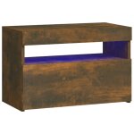 Vidaxl table de chevet avec lumi�res led ch�ne fum� 60x35x40 cm