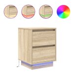 Vidaxl table de chevet avec lumi�res led ch�ne sonoma 38x34x50 cm
