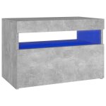 Vidaxl table de chevet avec lumi�res led gris b�ton 60x35x40 cm