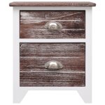 Vidaxl table de chevet marron et blanc 38x28x45 cm bois de paulownia