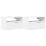 Vidaxl tables de chevet murales 2 pcs blanc 45x26x28, 5 cm