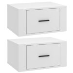 Vidaxl tables de chevet murales 2 pcs blanc 50x36x25 cm