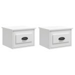Vidaxl tables de chevet murales 2 pcs blanc brillant 41, 5x36x28 cm