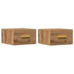 Vidaxl tables de chevet murales 2 pcs ch�ne artisanal 35x35x20 cm