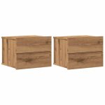 Vidaxl tables de chevet murales 2 pcs ch�ne artisanal 40x32x30 cm