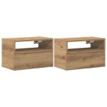 Vidaxl tables de chevet murales 2 pcs ch�ne artisanal 45x26x28, 5 cm