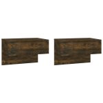 Vidaxl tables de chevet murales 2 pcs ch�ne fum�