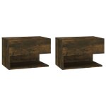 Vidaxl tables de chevet murales 2 pcs ch�ne fum�