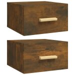 Vidaxl tables de chevet murales 2 pcs ch�ne fum� 35x35x20 cm